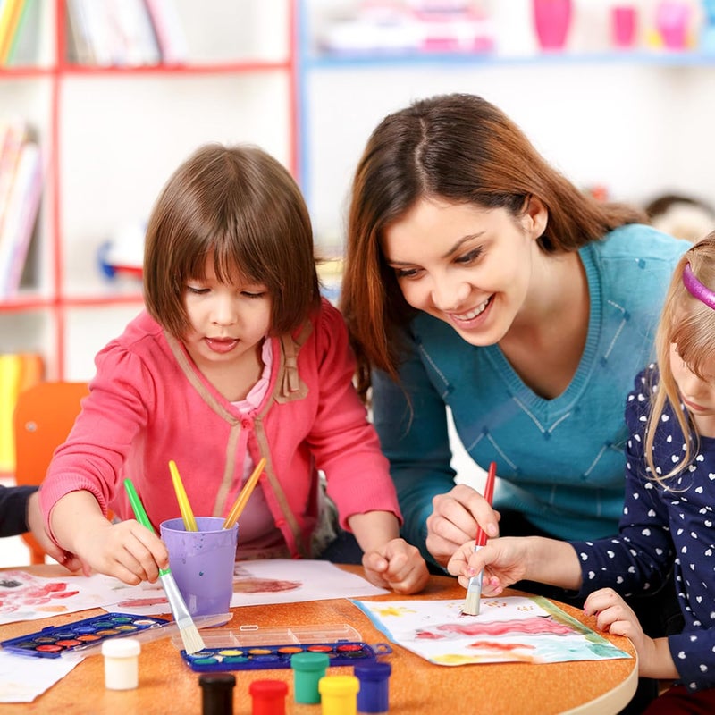 Joyooss 60 Pcs Paint Brushes for Kids, Round & Flat Kids Paint Brushes, Easy Hold and Clean Paintbrushes Kids for Acrylic Oil Watercolor Gouache Washable Paint - Image 2